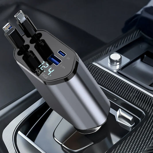 Cargador de Auto Retráctil 4 en 1