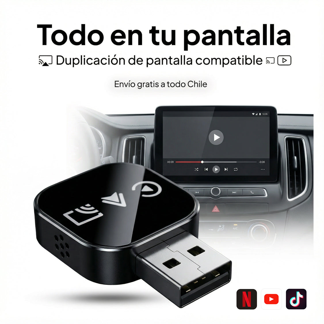 CarPlay y Android Auto inalámbricos con duplicación de pantalla